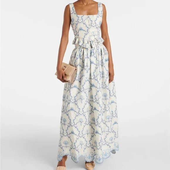 NWT AGUA BY AGUA BENDITA Tangelo floral linen maxi skirt - Picture 1 of 6